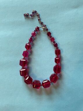 Vintage Pink Faceted Bead Necklace - Statement Women’s Jewelry